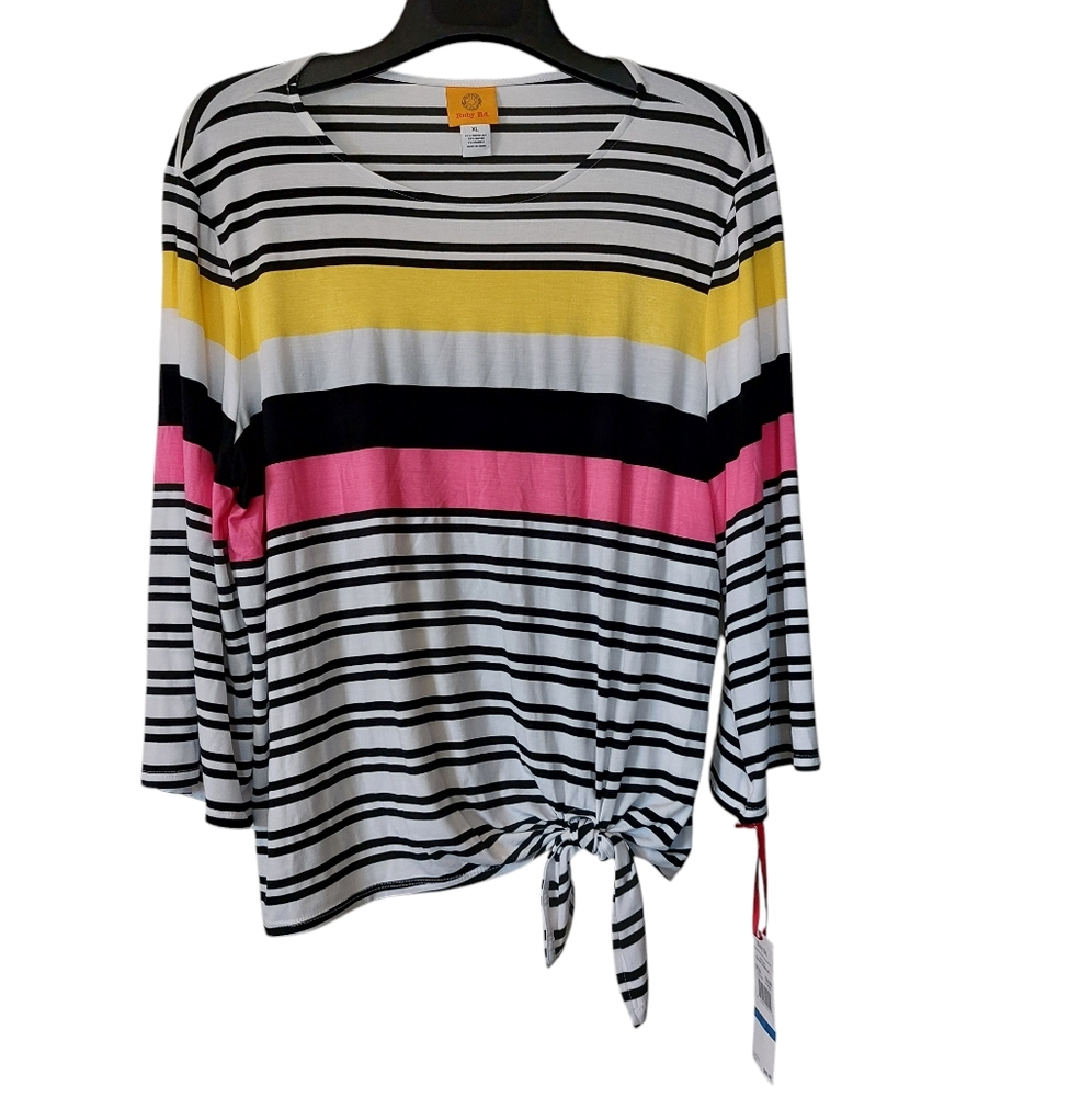Ruby Rd Striped Multicolor Women's Top NEW XL